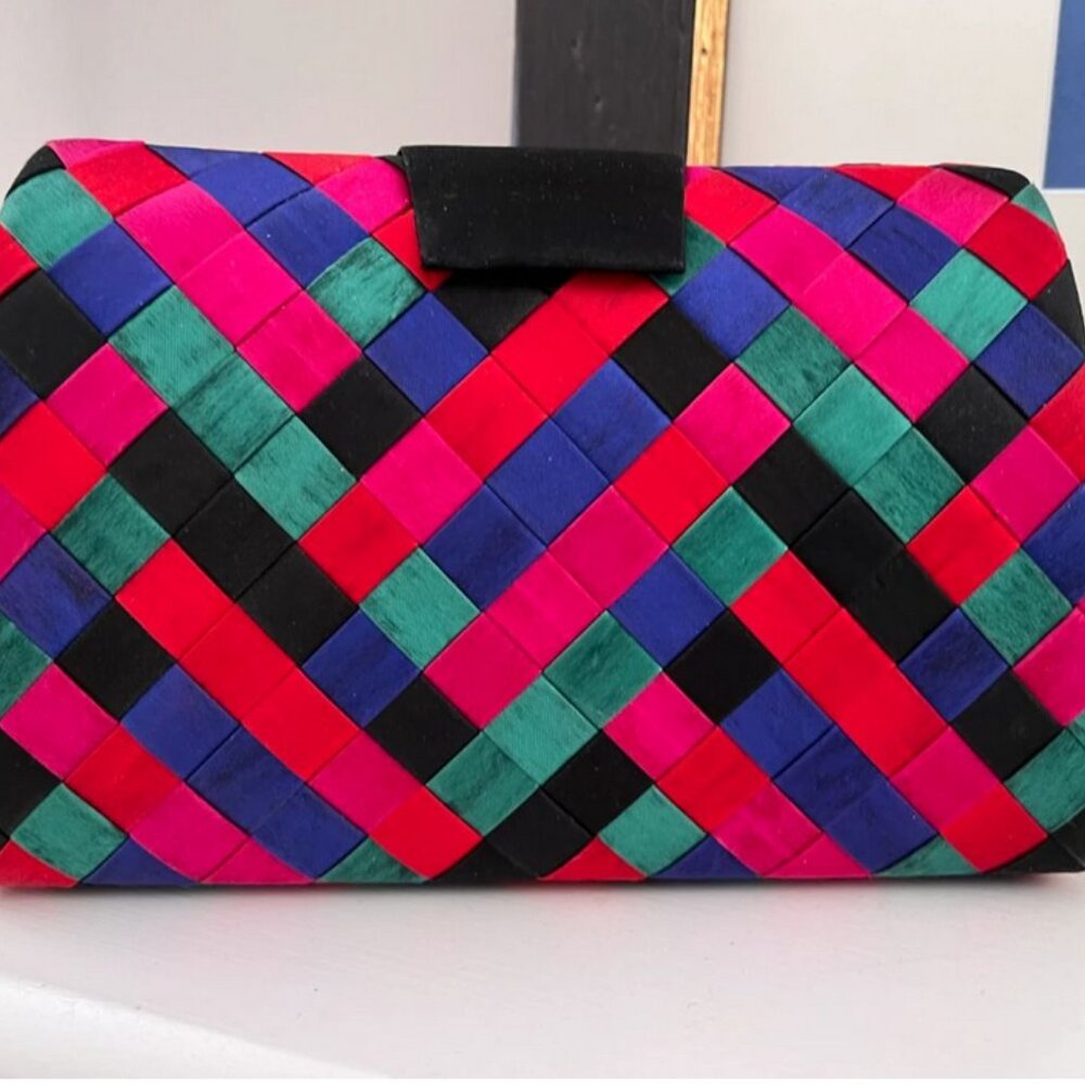 Shelley Satin Weave Box Clutch